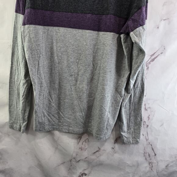 Marine Layer T Shirt Mens Medium Long Sleeve Crew Neck Gray Purple Stripe - Picture 7 of 13